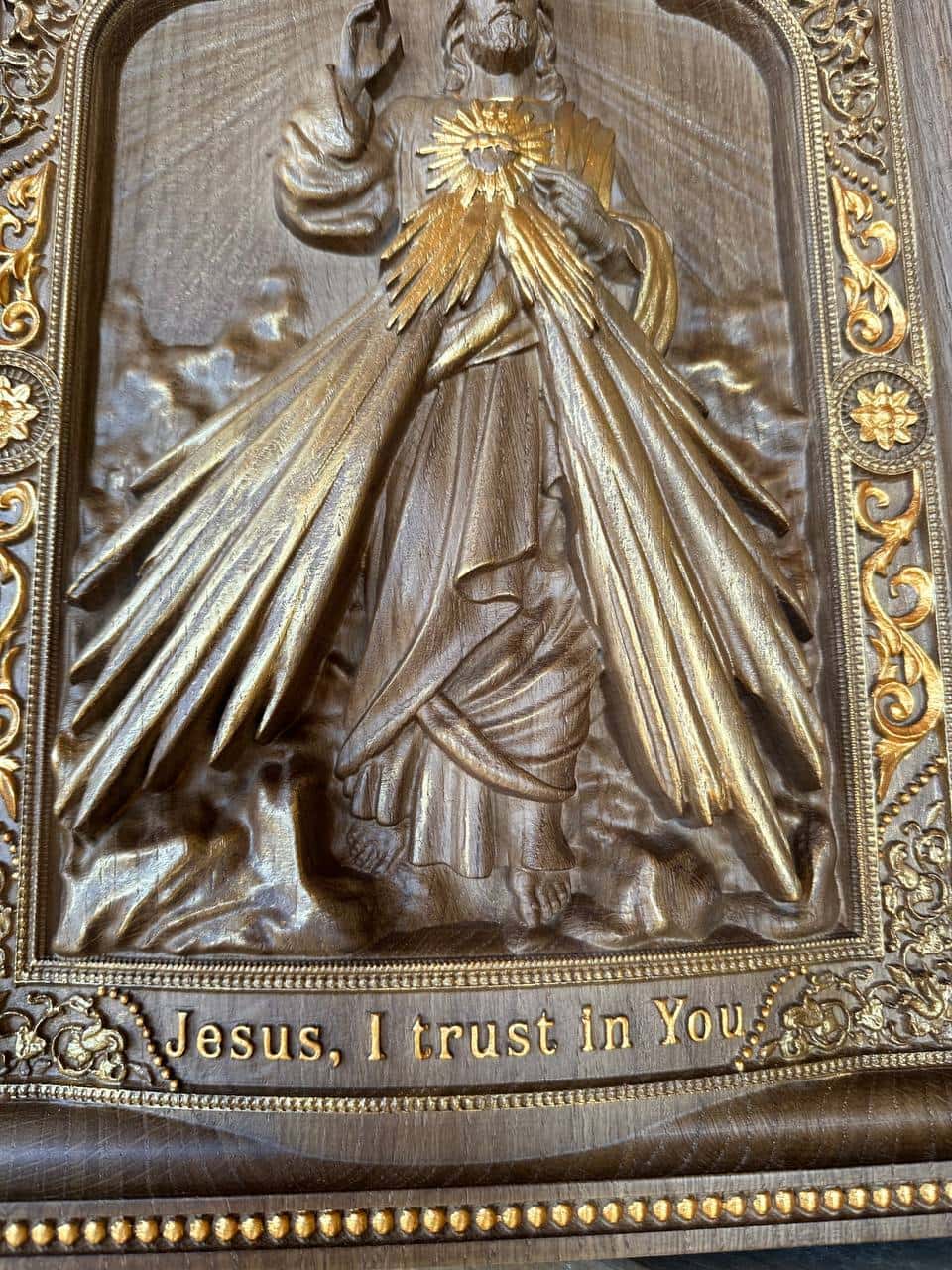 Divine Mercy Icon on Solid Oak Wood - Kozak Work Shop