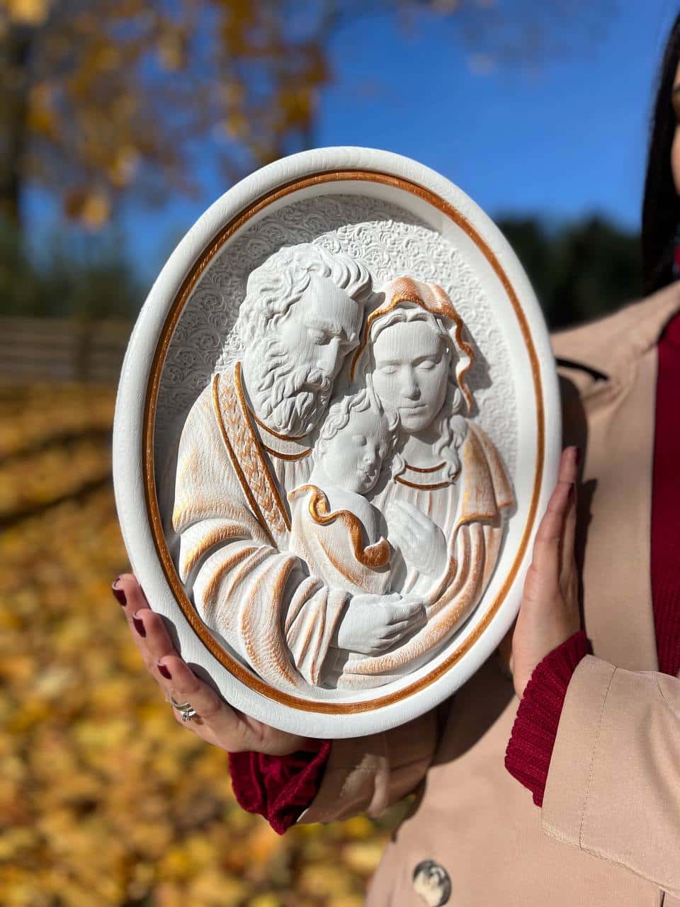 Holy Familly Wooden Carved Icon - Kozak Work Shop