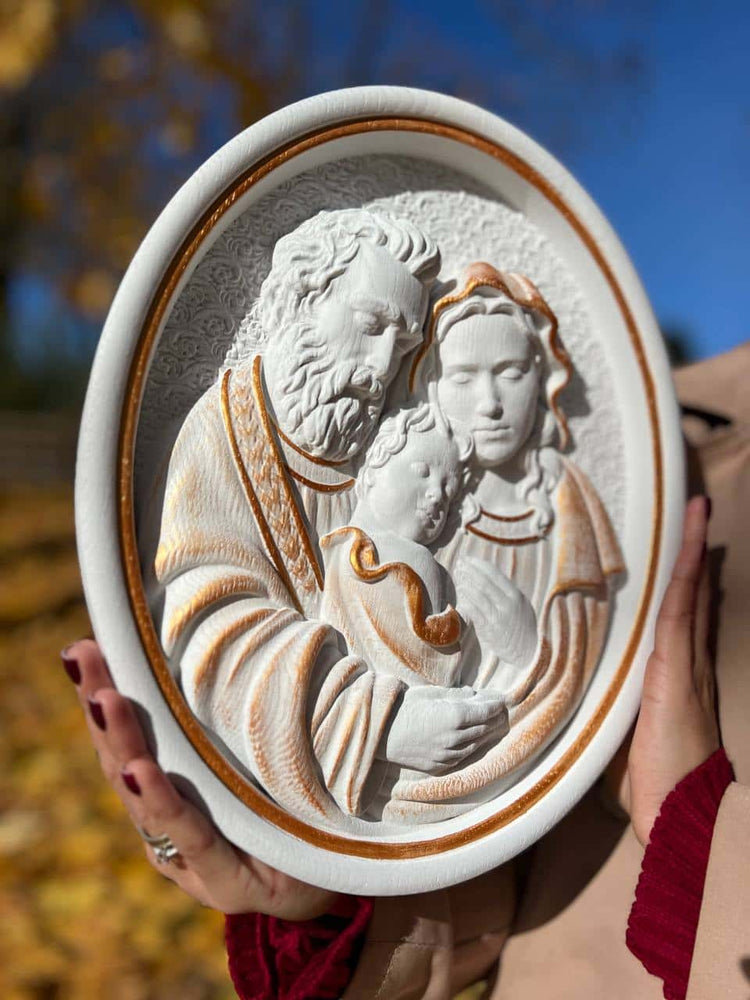 Holy Familly Wooden Carved Icon - Kozak Work Shop