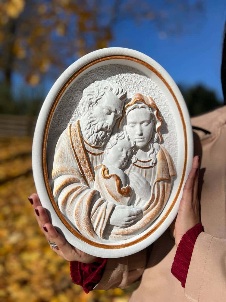 Holy Familly Wooden Carved Icon - Kozak Work Shop