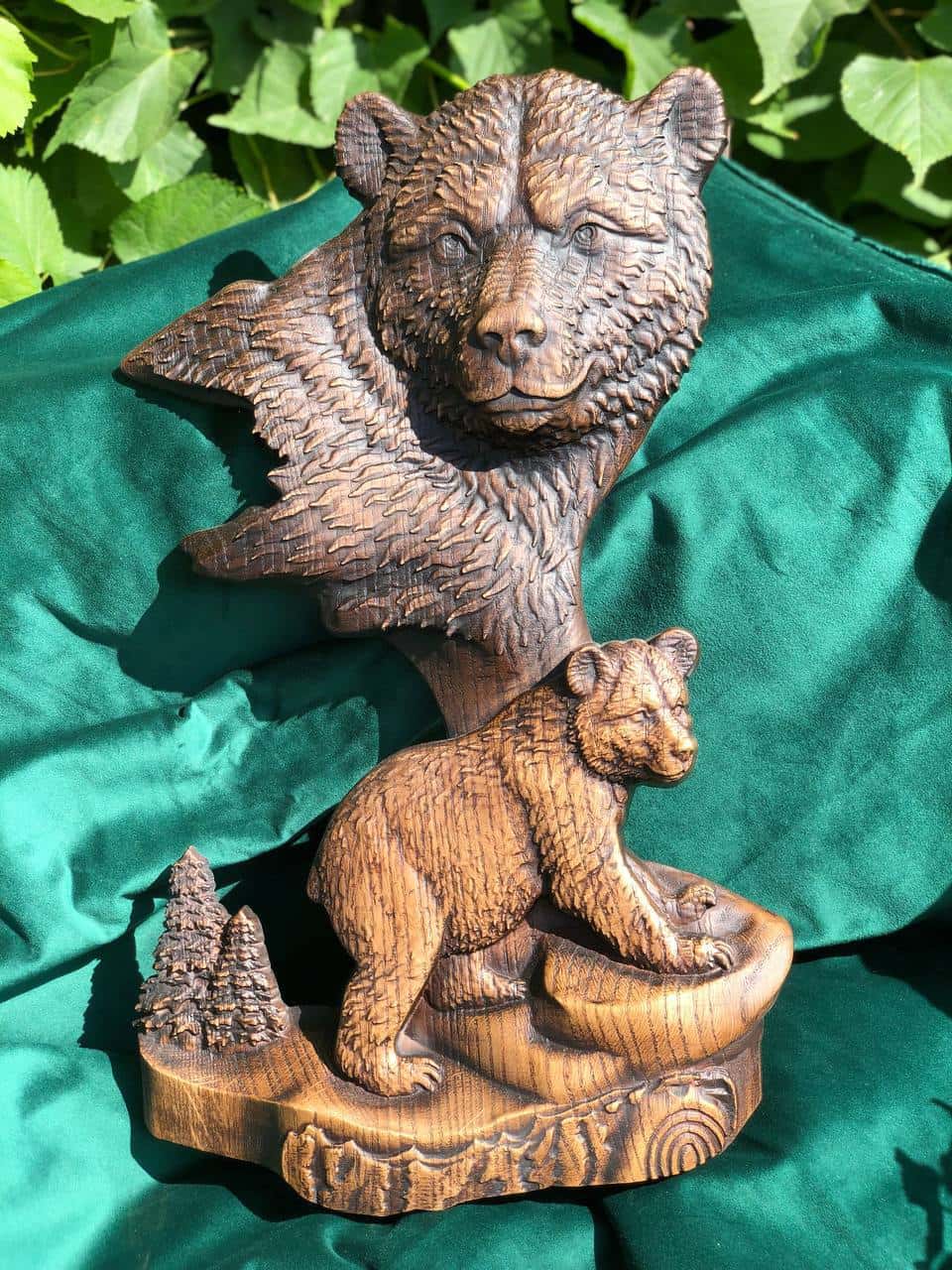 Bear Wall Wood Carved Plaque