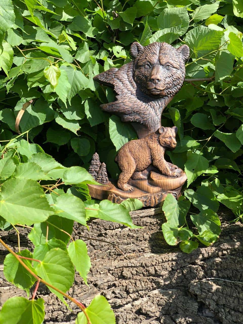 Bear Wall Wood Carved Plaque