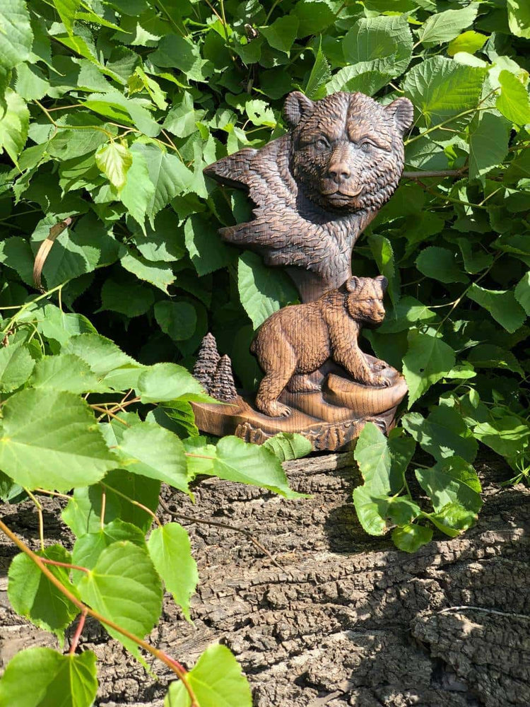 Bear Wall Wood Carved Plaque