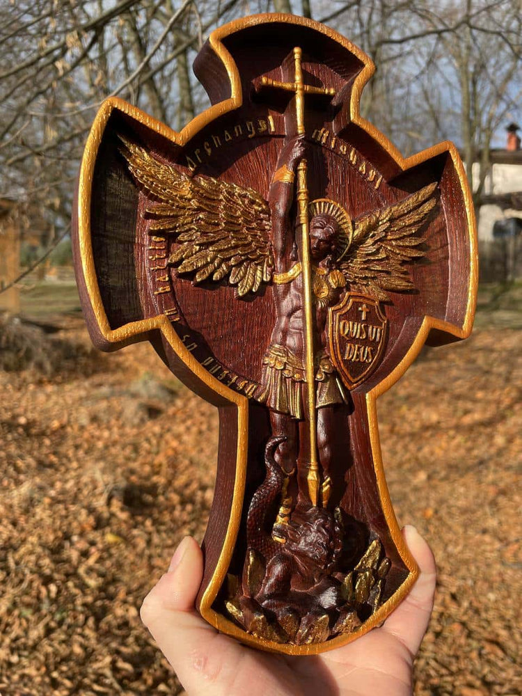 Archangel Michael wooden 3D sculpture - Kozak Work Shop