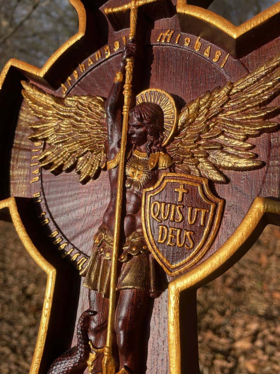 Archangel Michael wooden 3D sculpture - Kozak Work Shop