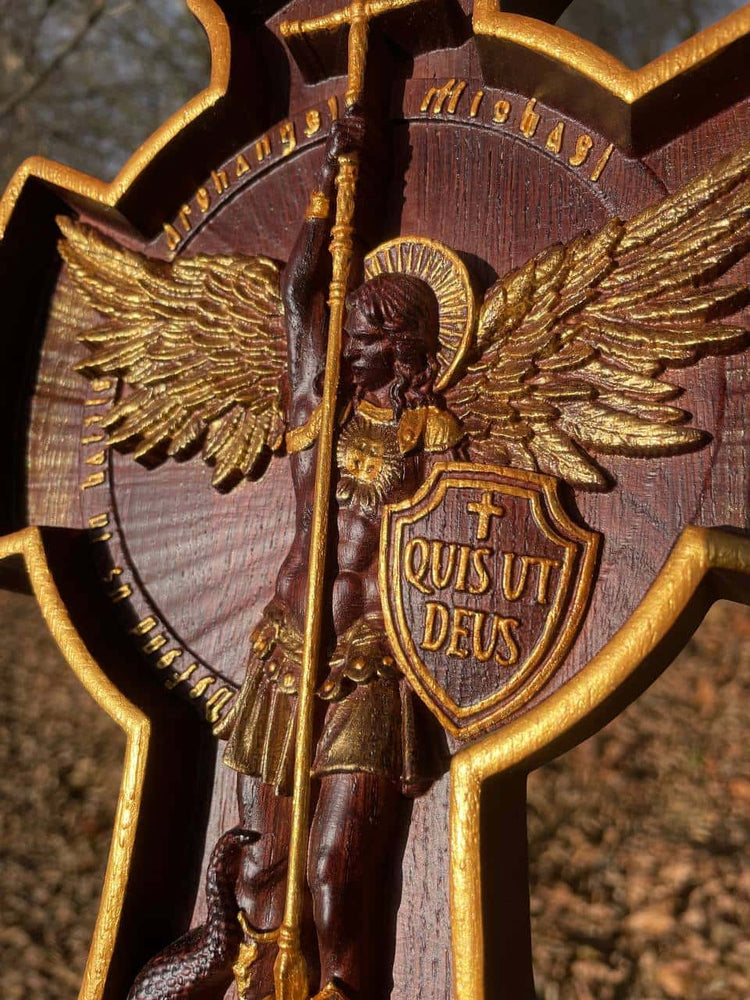 Archangel Michael wooden 3D sculpture - Kozak Work Shop
