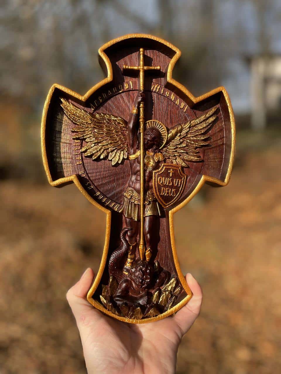 Archangel Michael wooden 3D sculpture - Kozak Work Shop