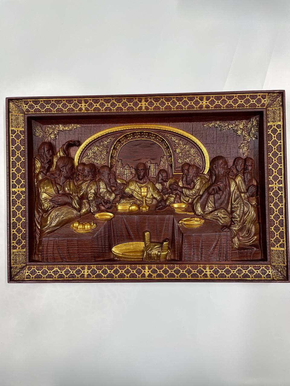 The Last Supper Wooden Sculpture with Classical Frame - Kozak Work Shop