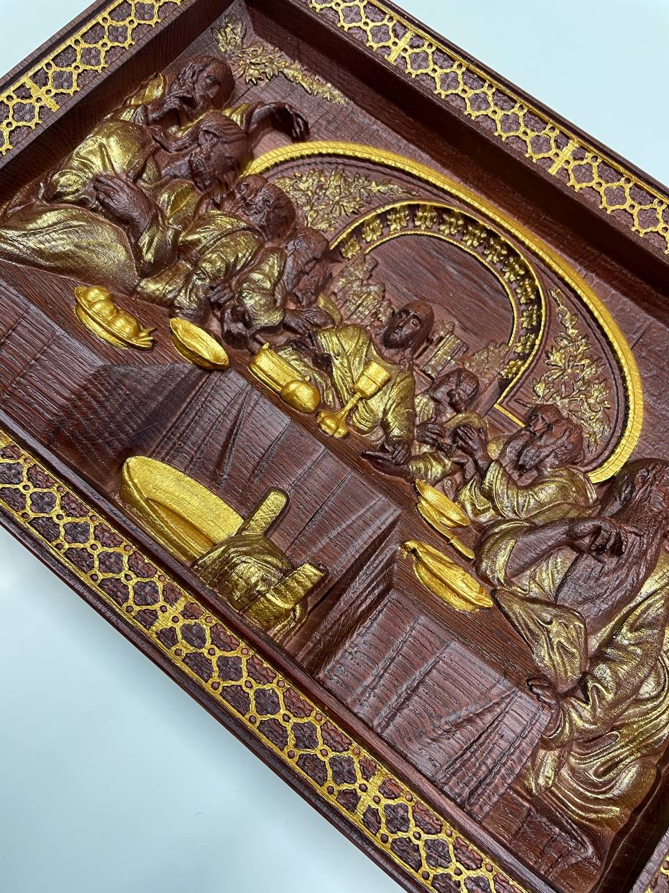 The Last Supper Wooden Sculpture with Classical Frame - Kozak Work Shop