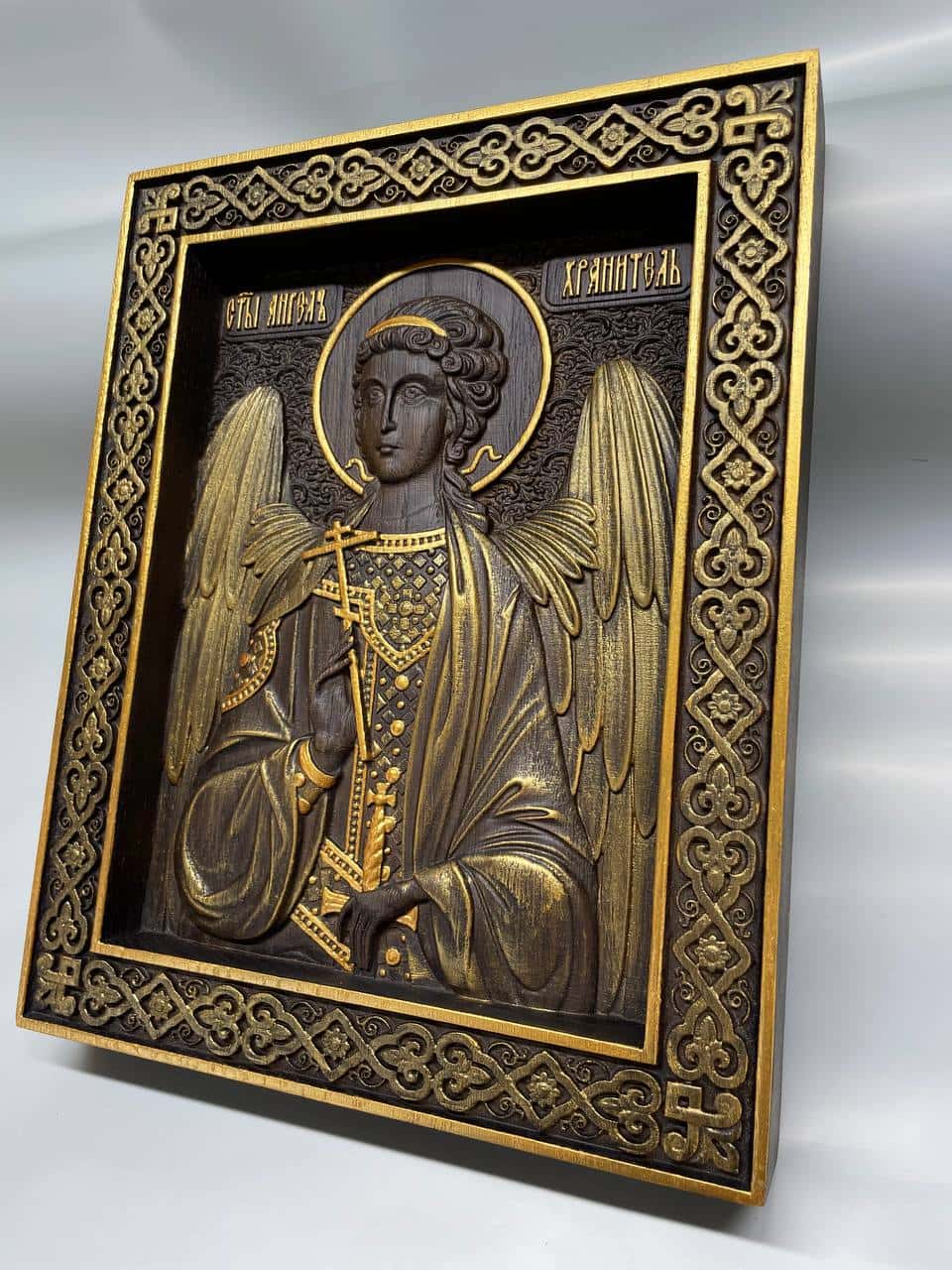 Gurdian Angel Wooden 3D carved icon - Kozak Work Shop