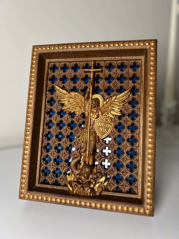 Michael the Archangel with Blue glass