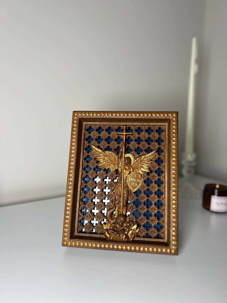 Michael the Archangel with Blue glass