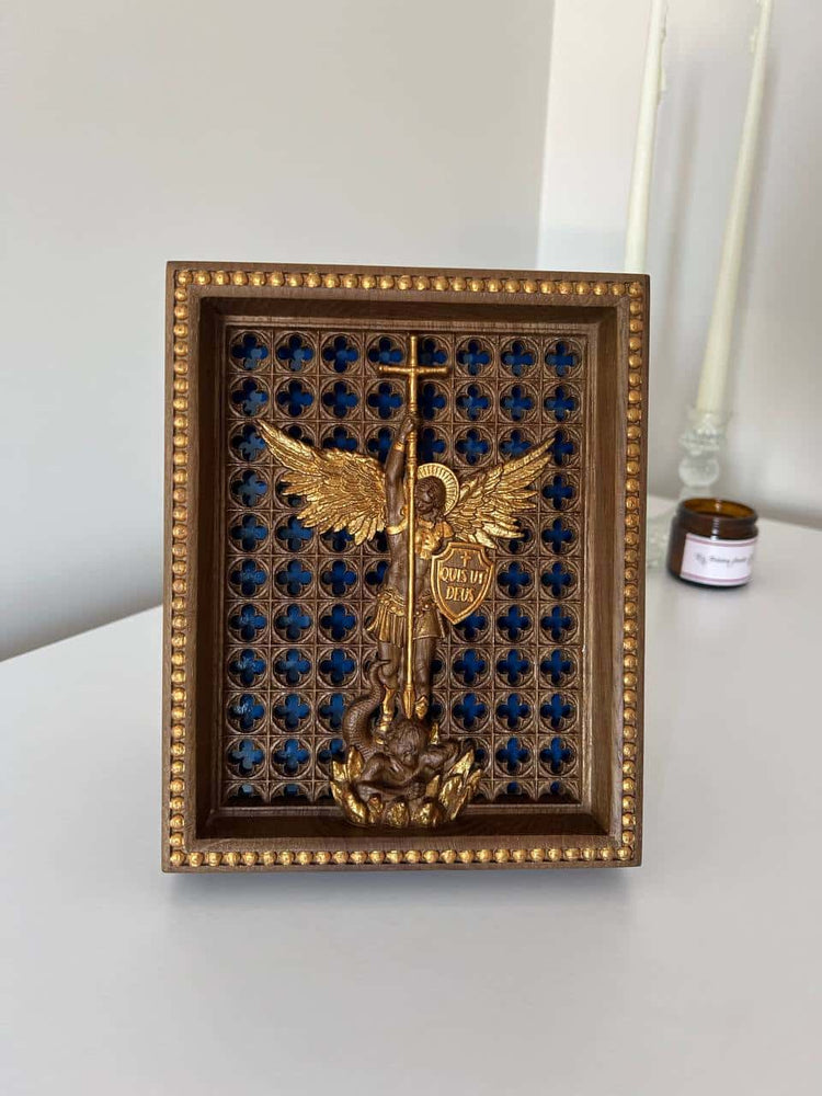Michael the Archangel with Blue glass