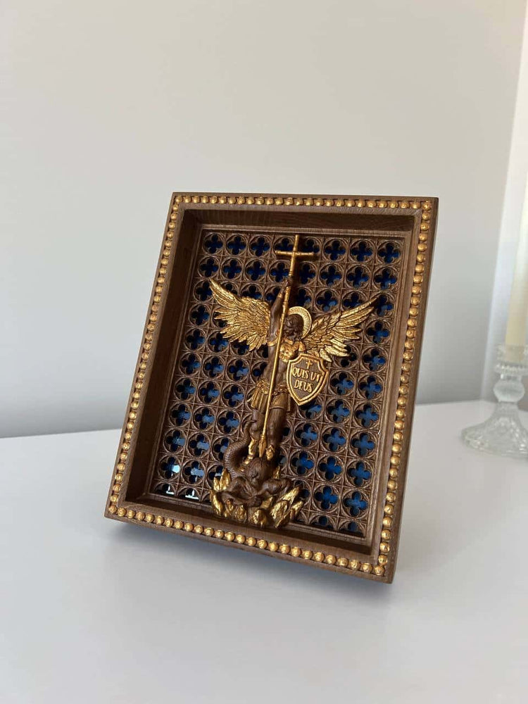 Michael the Archangel with Blue glass