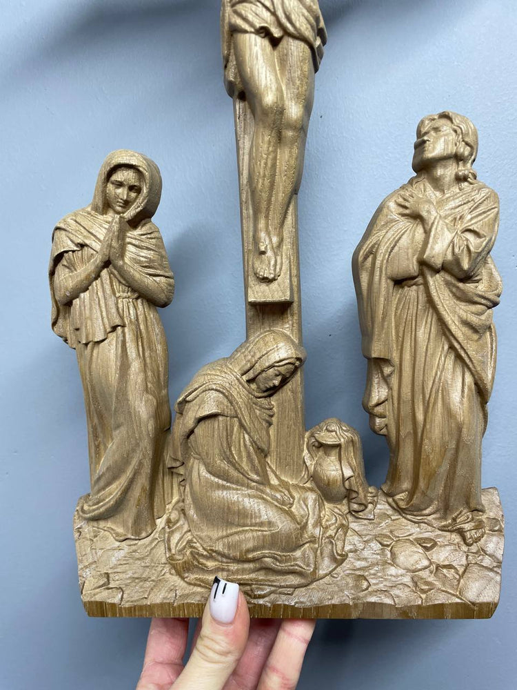 Wall Wooden Carved Golgotha on the stand - Kozak Work Shop