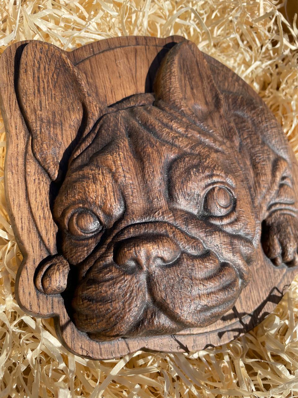 Pet Bulldog handmade gift wooden plaque - Kozak Work Shop