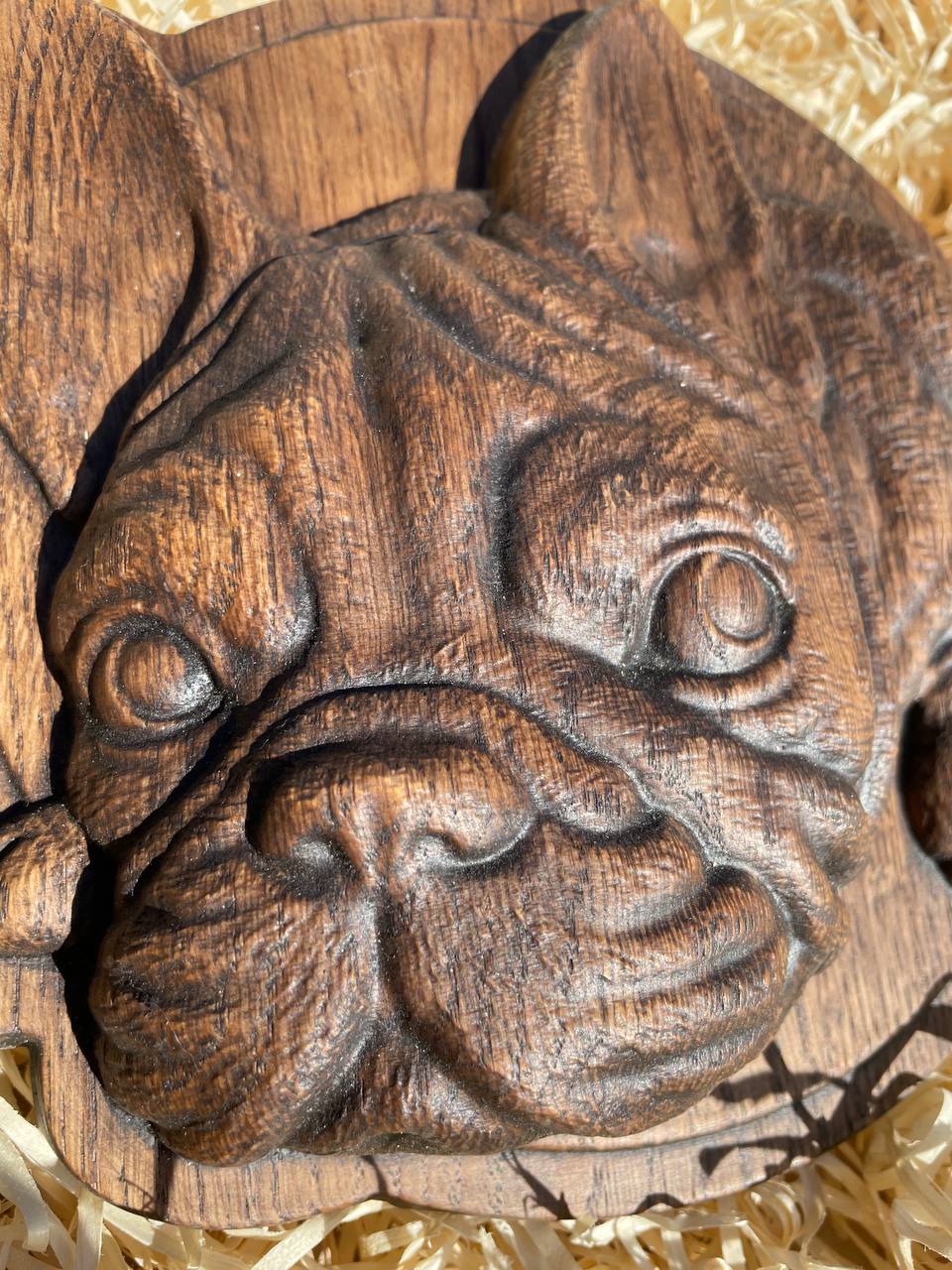Pet Bulldog handmade gift wooden plaque - Kozak Work Shop