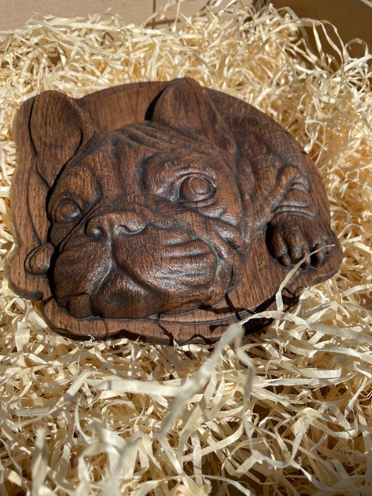 Pet Bulldog handmade gift wooden plaque - Kozak Work Shop