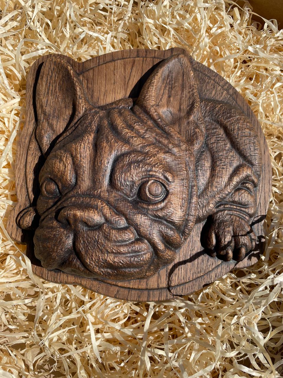 Pet Bulldog handmade gift wooden plaque - Kozak Work Shop
