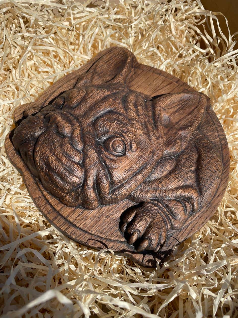 Pet Bulldog handmade gift wooden plaque - Kozak Work Shop