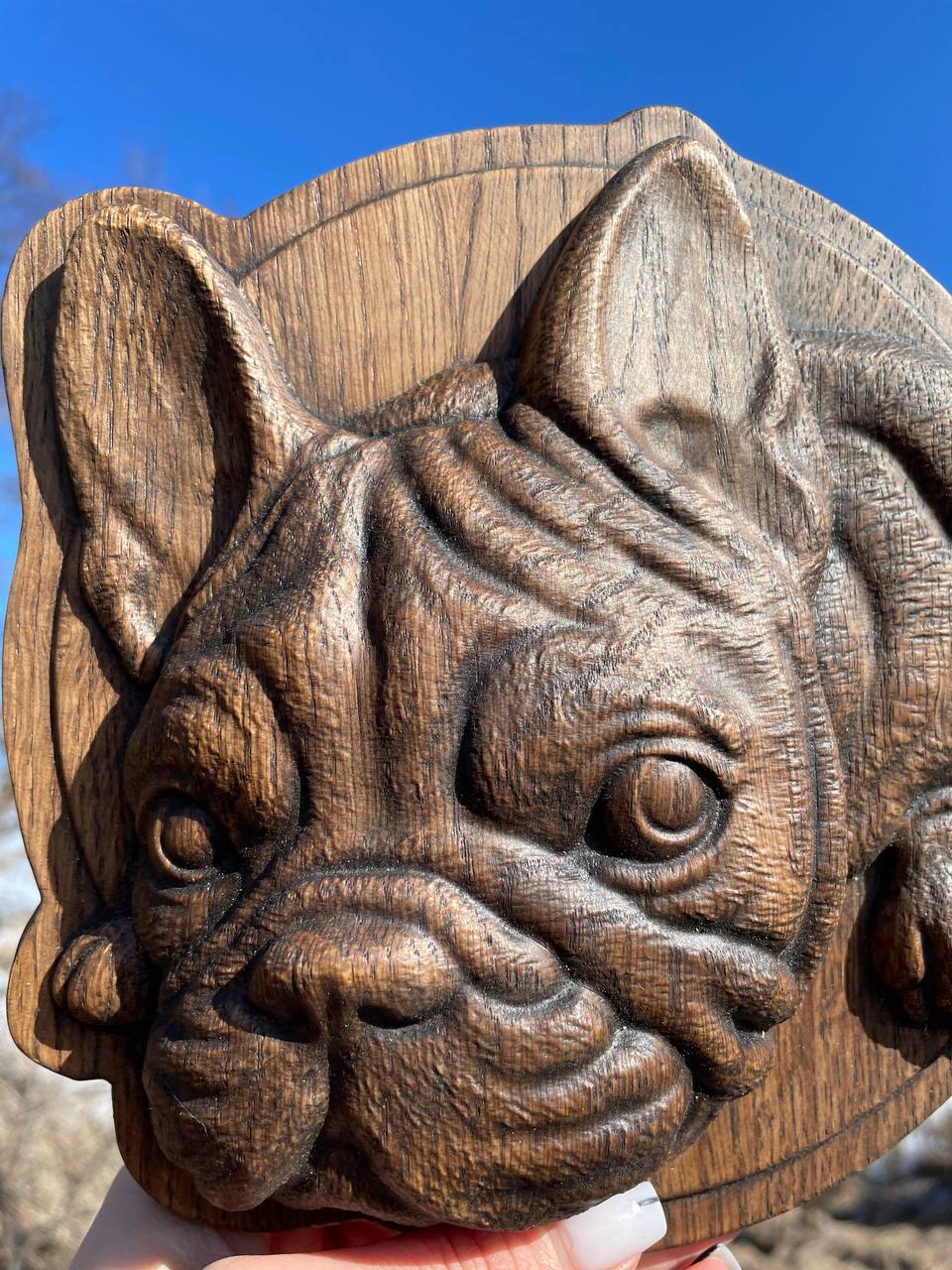 Pet Bulldog handmade gift wooden plaque - Kozak Work Shop
