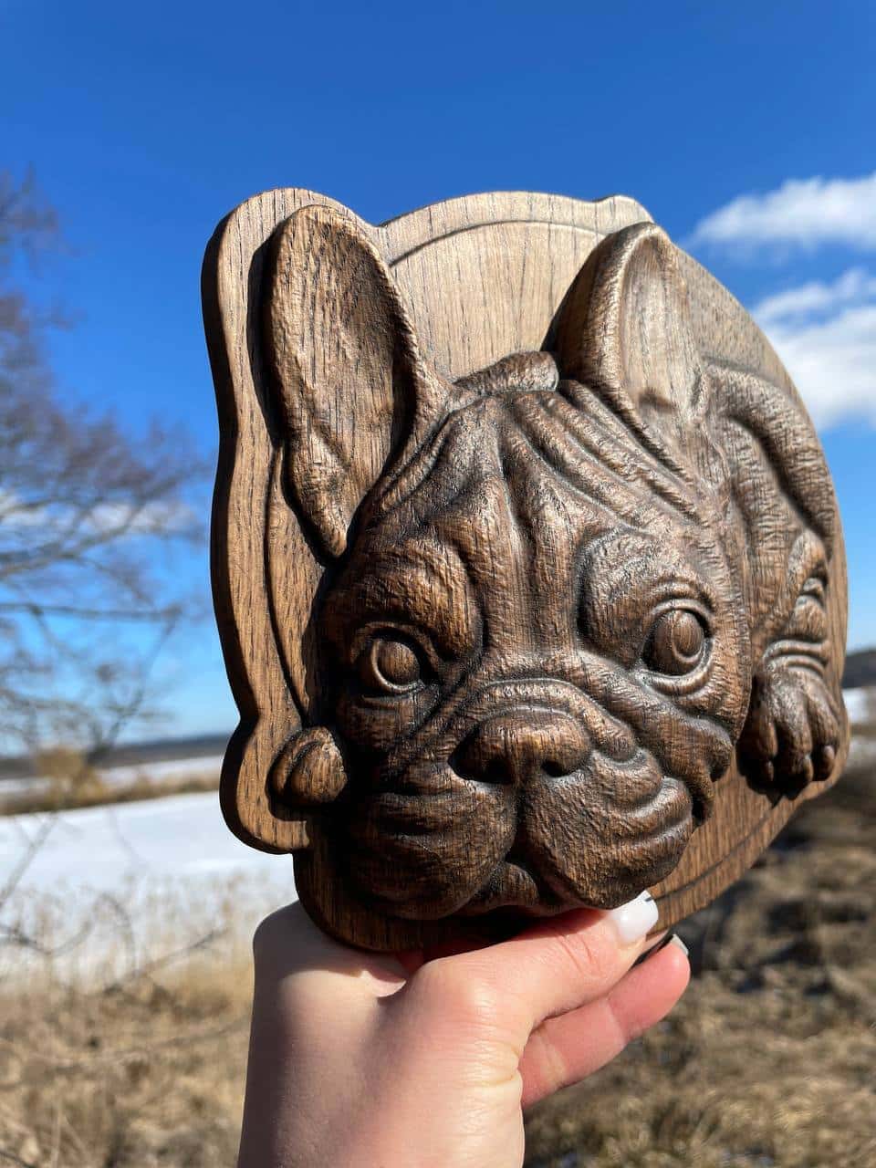 Pet Bulldog handmade gift wooden plaque - Kozak Work Shop