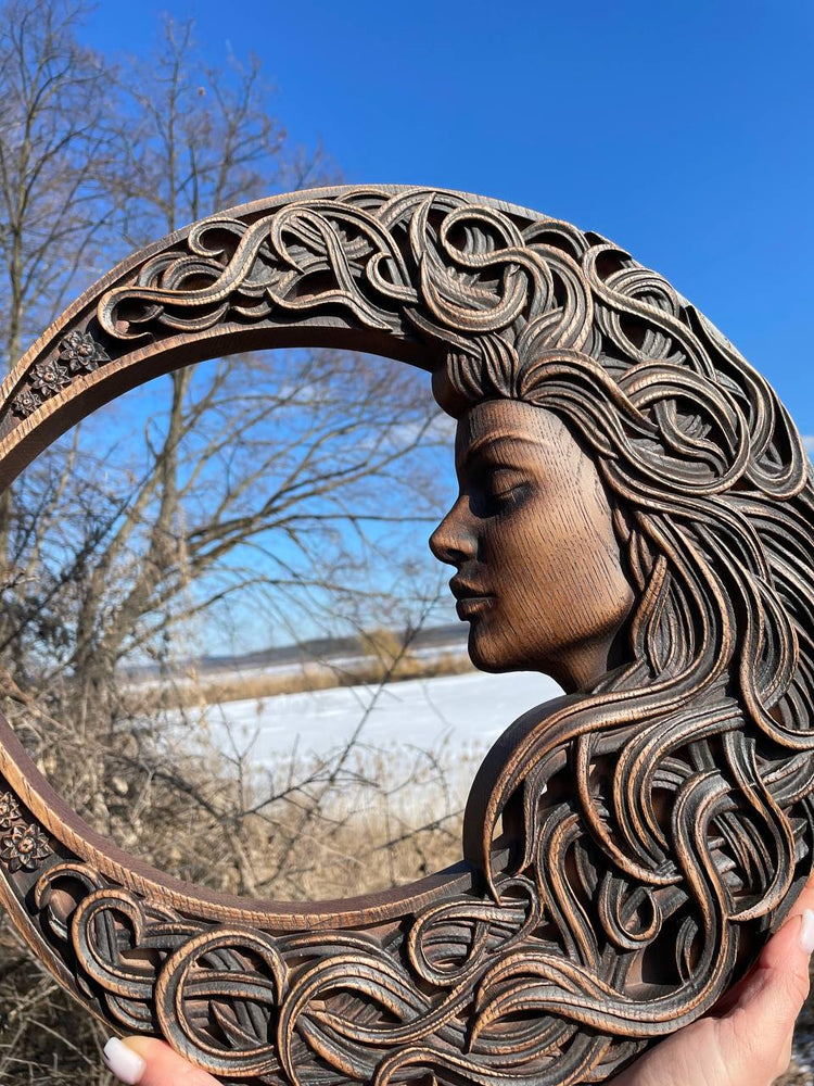 Crescent moon with woman face - Kozak Work Shop