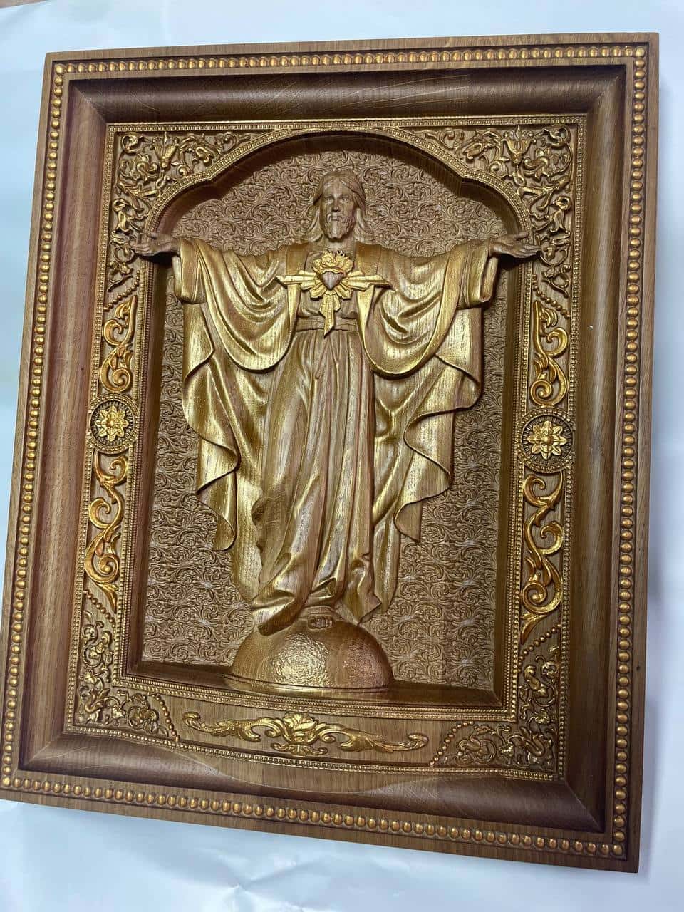 Sacred Heart Jesus arms extended wooden icon - Kozak Work Shop