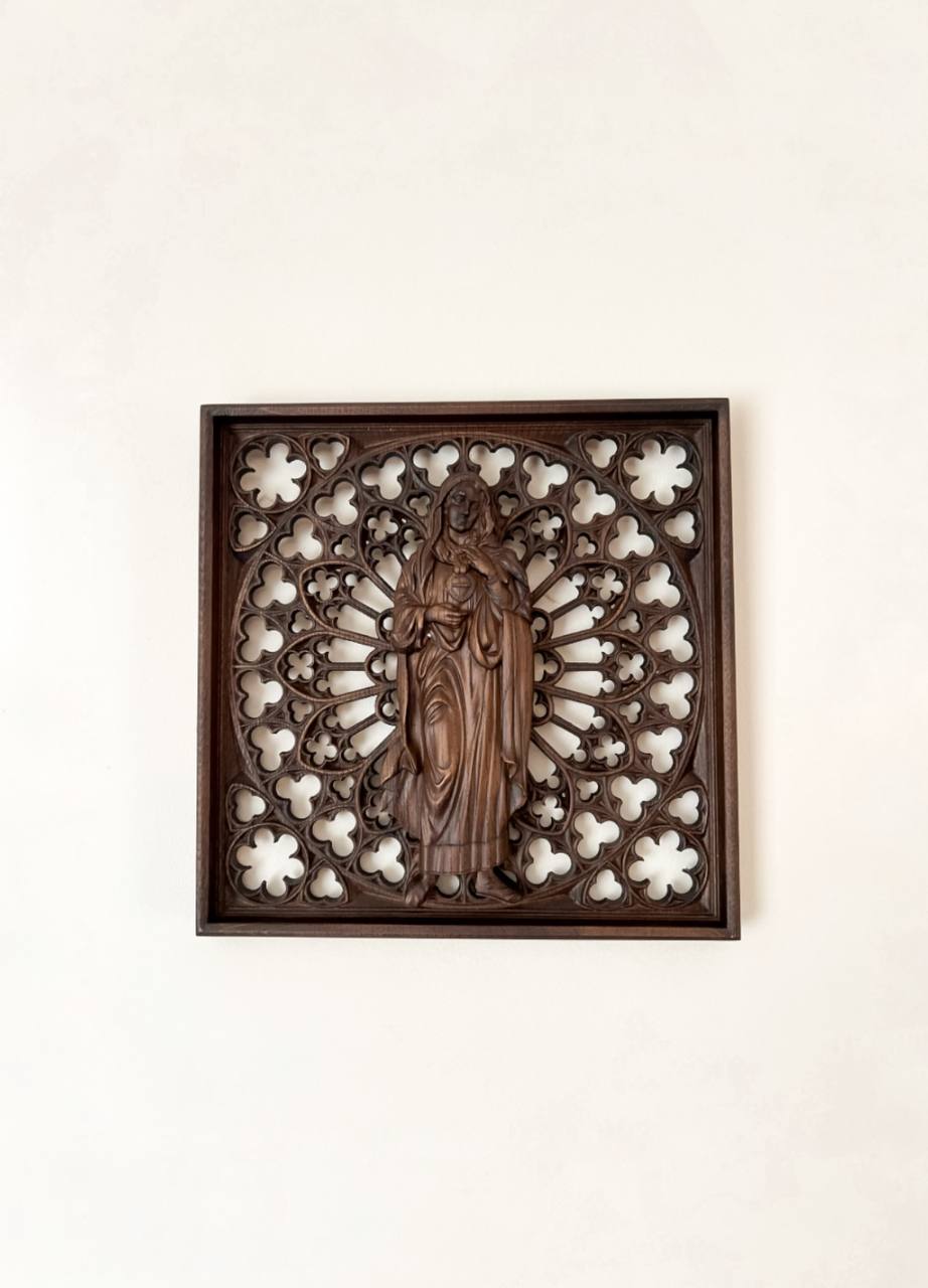 Immaculate Heart of Mary Wooden Statue - Kozak Work Shop