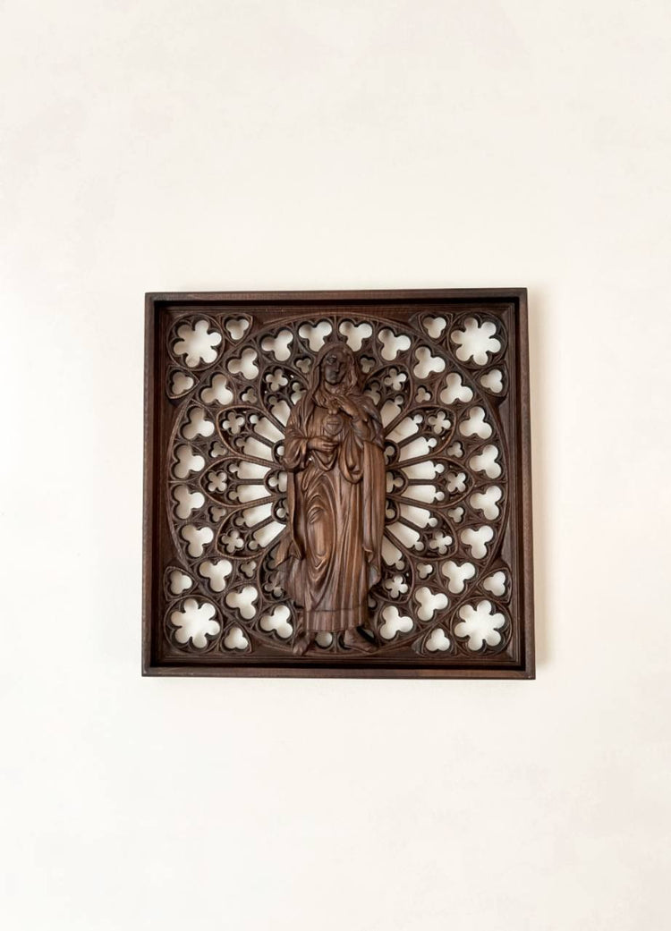 Immaculate Heart of Mary Wooden Statue - Kozak Work Shop