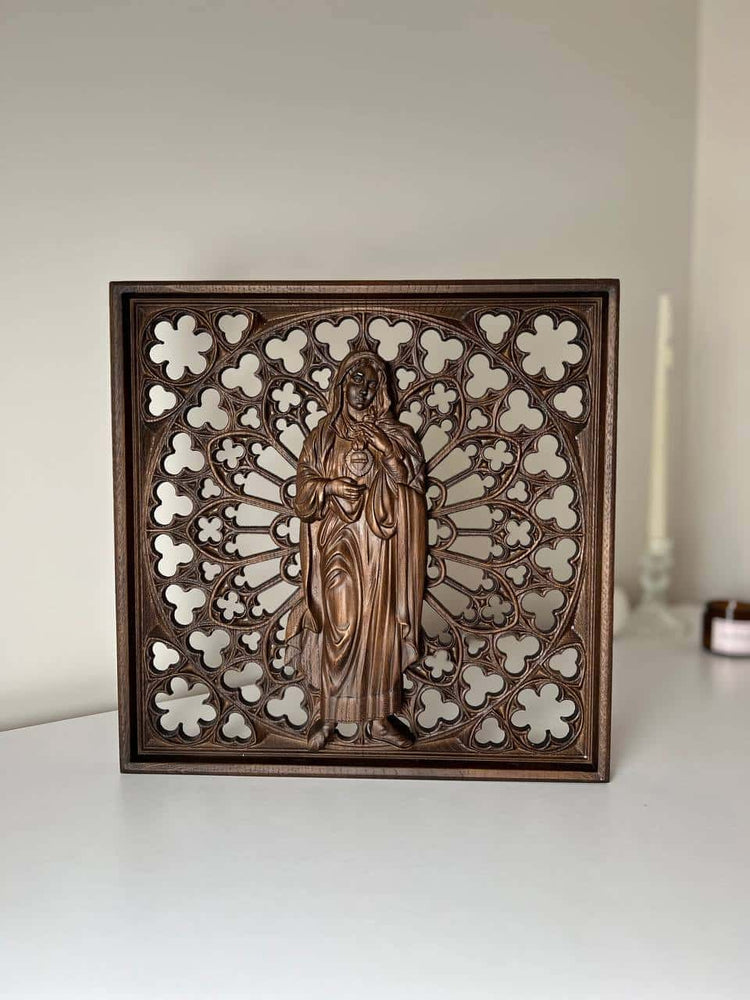 Immaculate Heart of Mary Wooden Statue - Kozak Work Shop