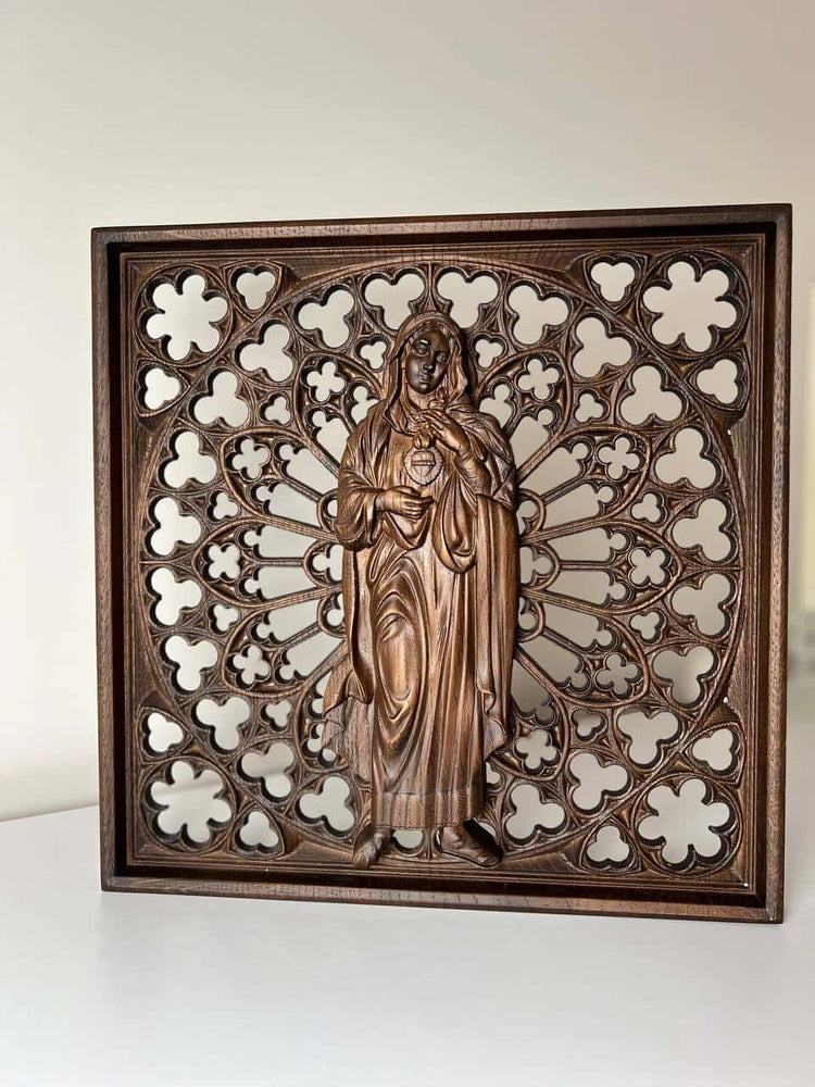 Immaculate Heart of Mary Wooden Statue - Kozak Work Shop