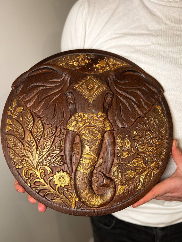 Elephant wooden Plaque - Kozak Work Shop