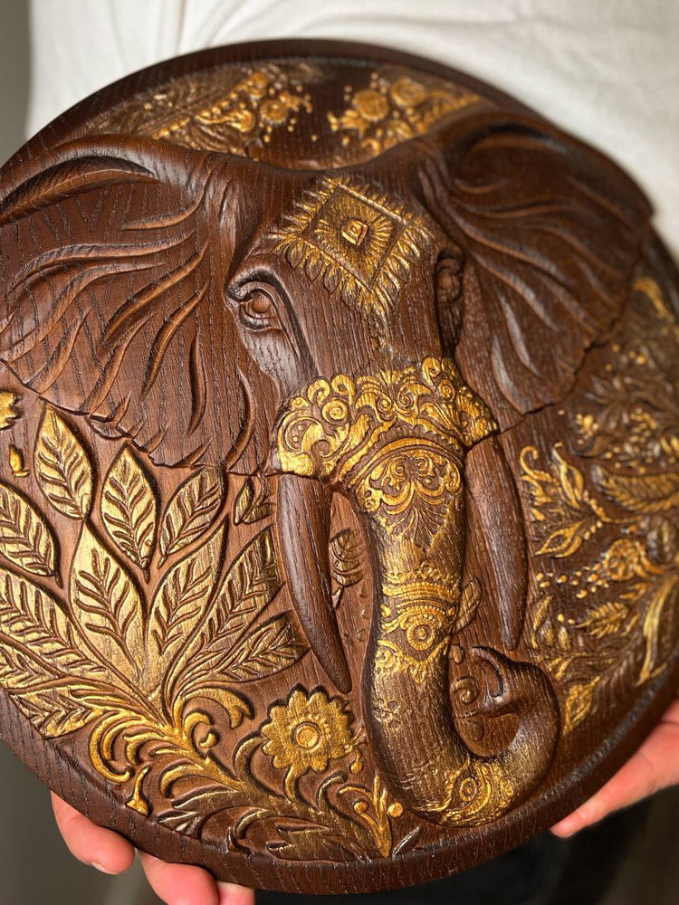 Elephant wooden Plaque - Kozak Work Shop