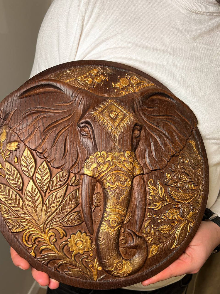 Elephant wooden Plaque - Kozak Work Shop