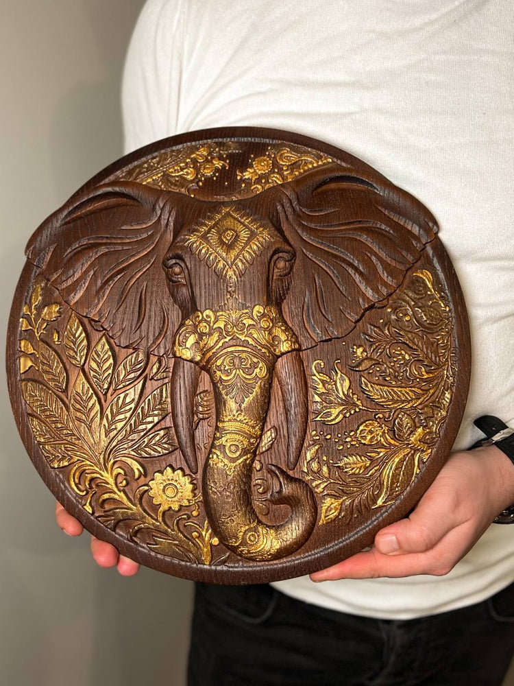 Elephant wooden Plaque - Kozak Work Shop