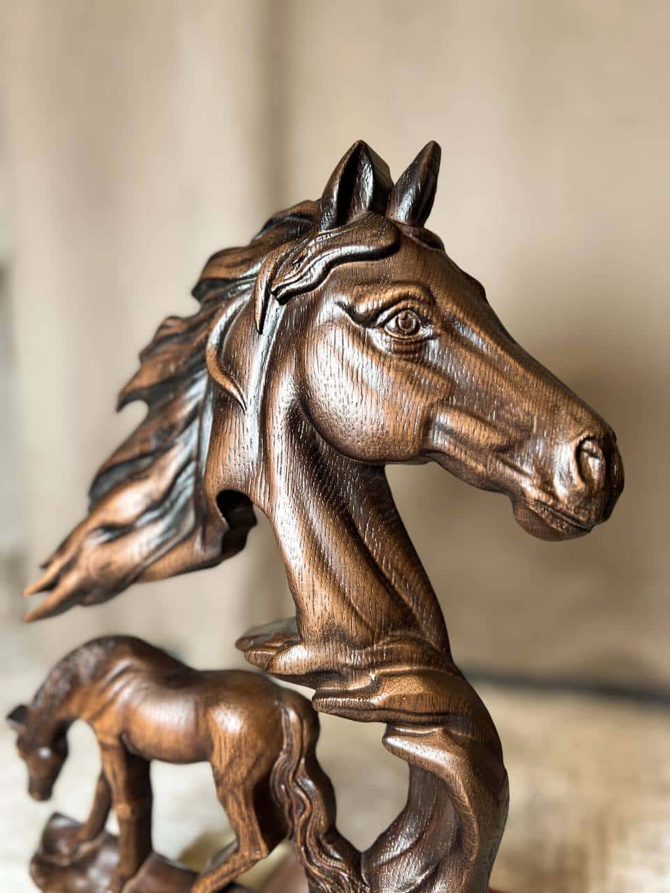 Horse Wooden Carved Plaque - Kozak Work Shop