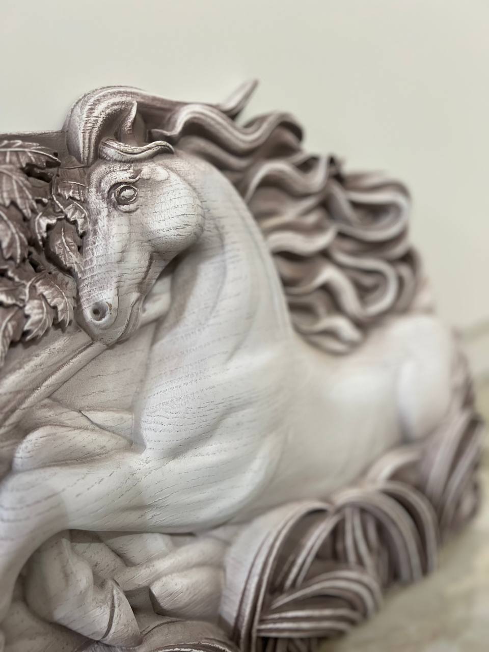 White Horse Wooden Carved Plaque - Kozak Work Shop