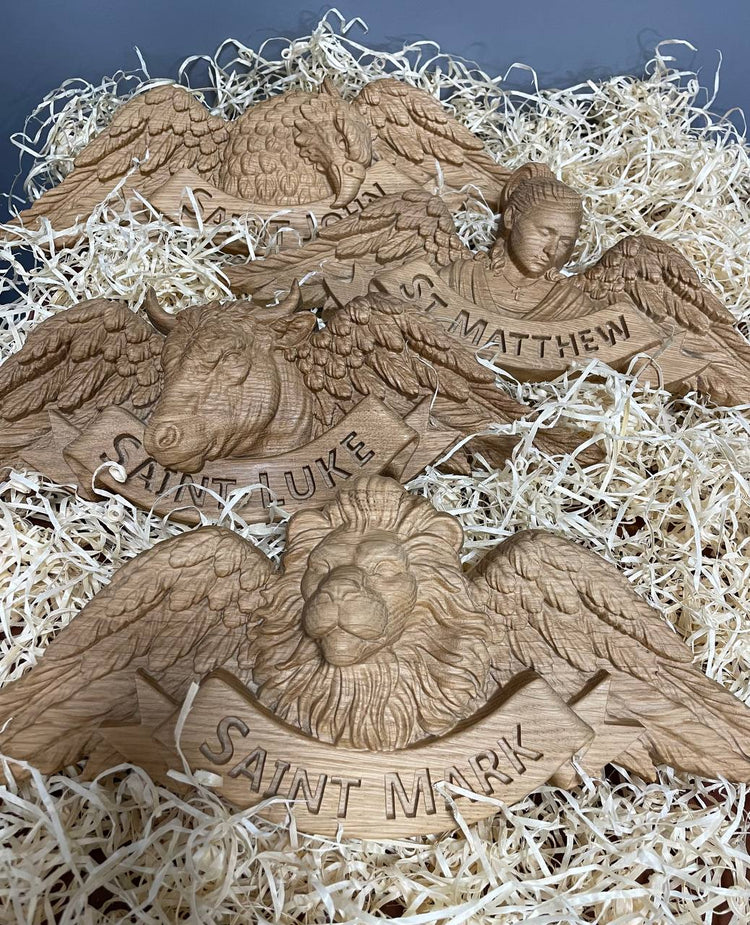 Four Evangelists with beasts  - Matthew, Mark, Luke, John - 4 Gospels - Lion, Ox, Angel,  Eagle - Kozak Work Shop