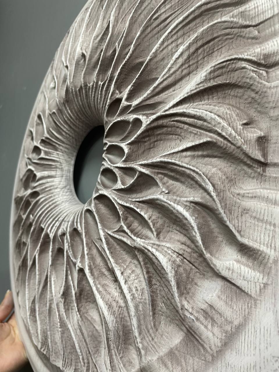 Handcarved Wooden Iris Wall Art – Organic Eye-Inspired Decor for Modern Interiors - Kozak Work Shop