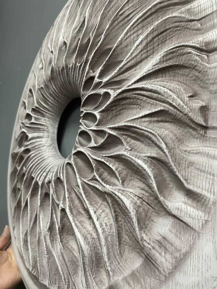 Handcarved Wooden Iris Wall Art – Organic Eye-Inspired Decor for Modern Interiors - Kozak Work Shop