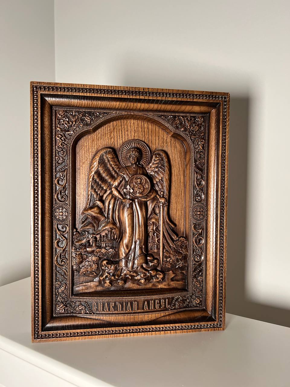 Guardian Angel wooden wall handmade decor - Kozak Work Shop