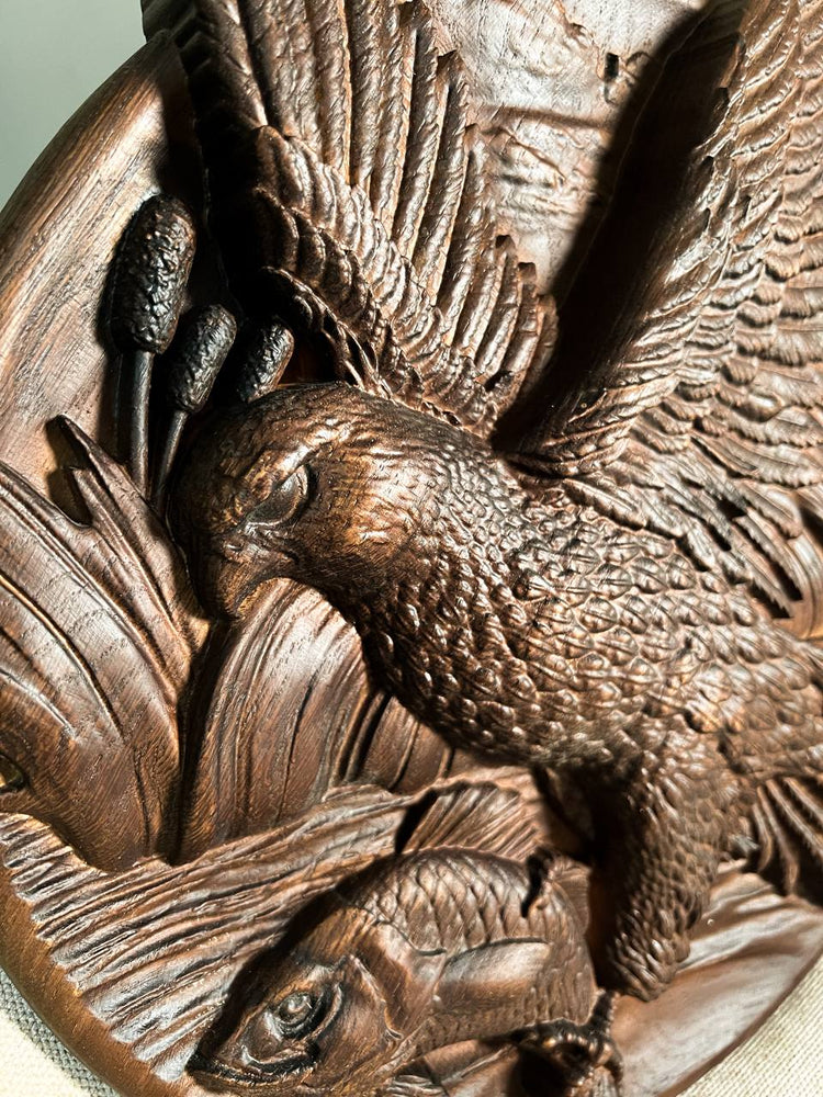 Hawk Wooden Carved Plaque - Kozak Work Shop