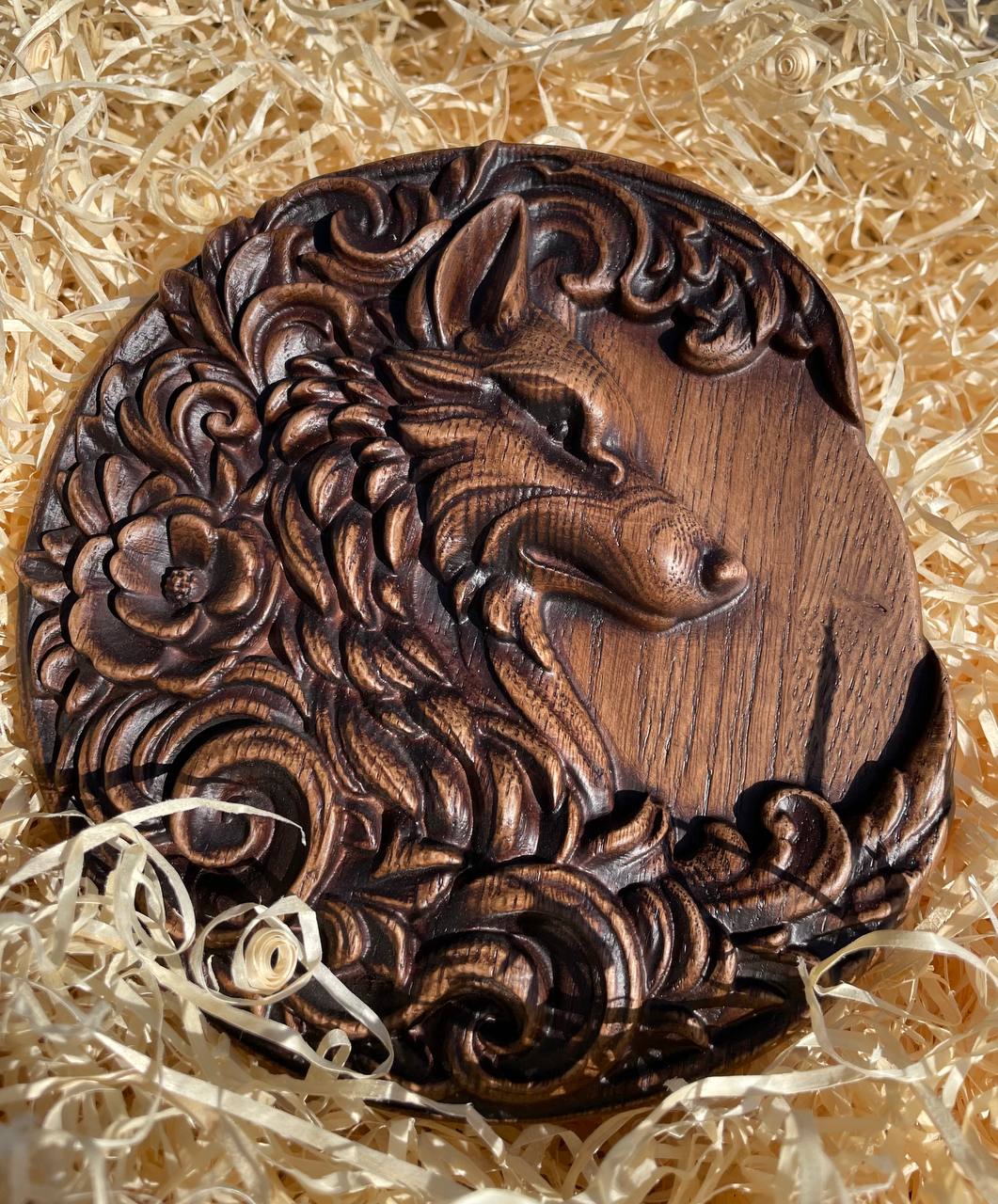 Fox Wooden Carved Sculpture - Kozak Work Shop