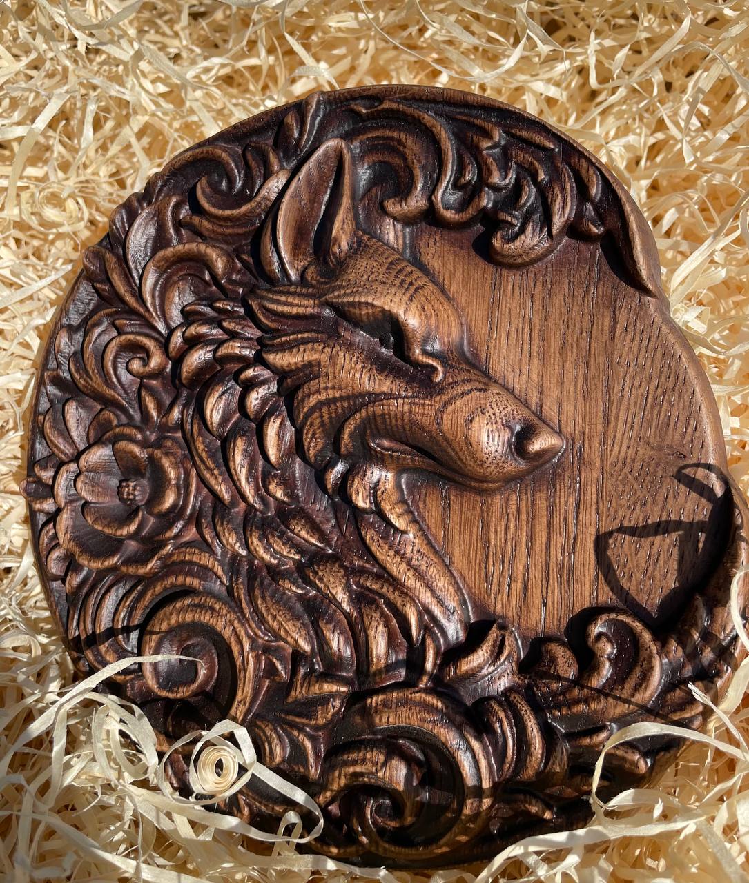 Fox Wooden Carved Sculpture - Kozak Work Shop