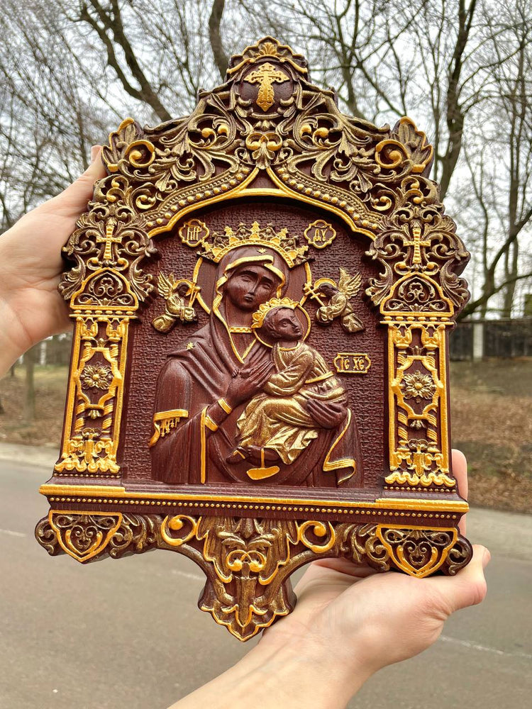 Our Lady of Perpetual Help Wooden Icon Baroque - Kozak Work Shop