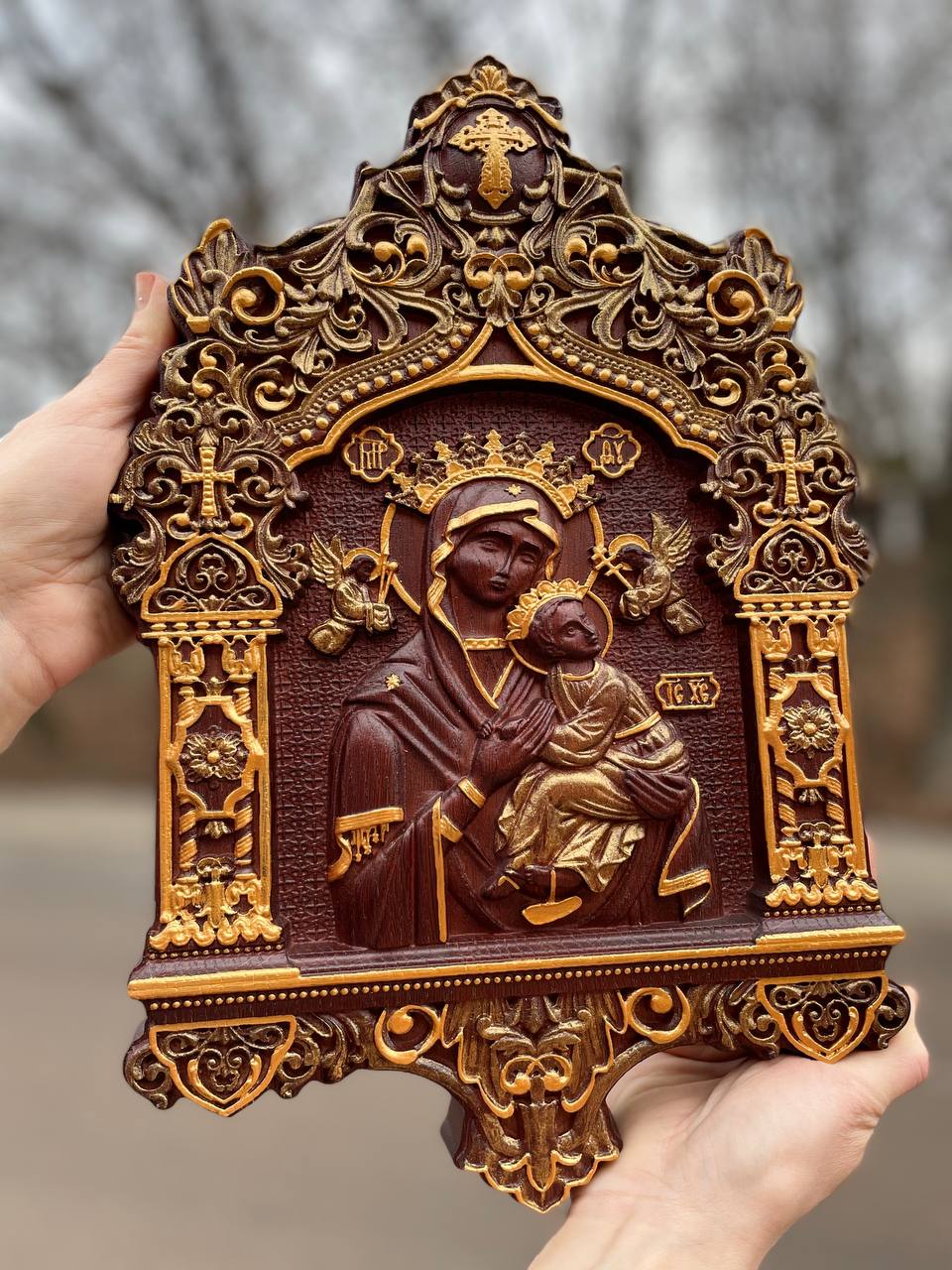 Our Lady of Perpetual Help Wooden Icon Baroque - Kozak Work Shop