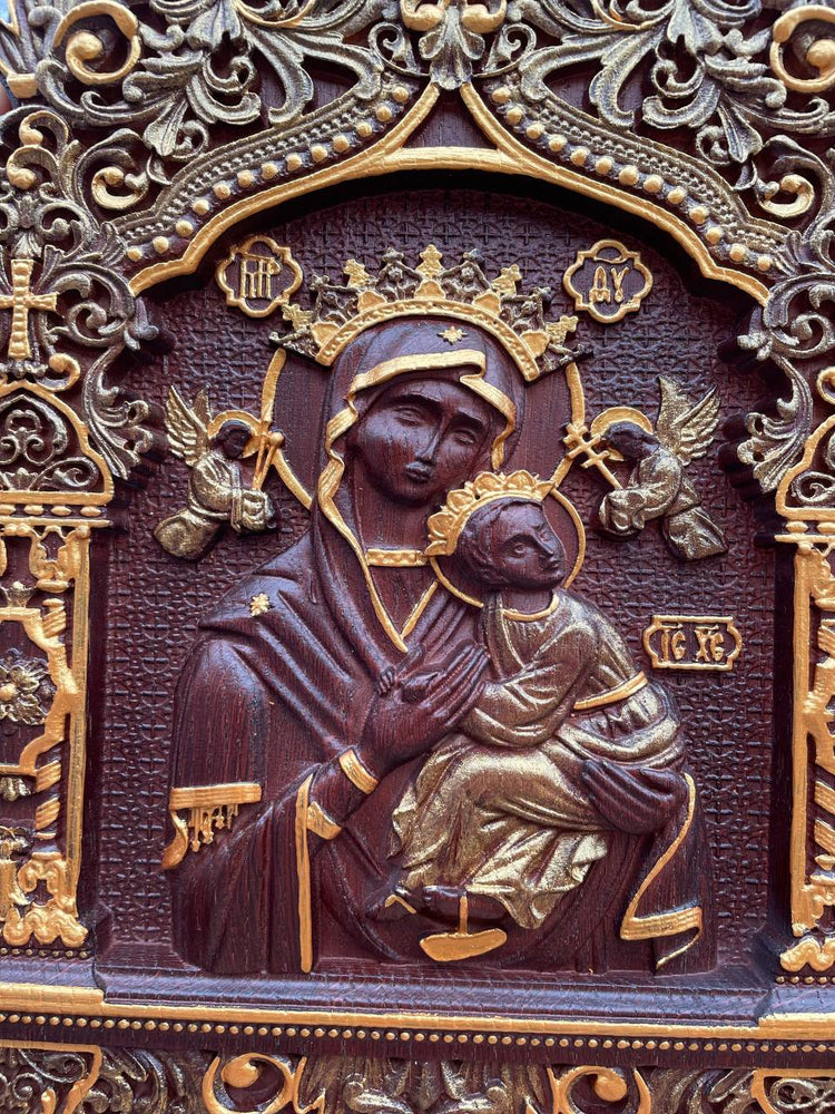 Our Lady of Perpetual Help Wooden Icon Baroque - Kozak Work Shop