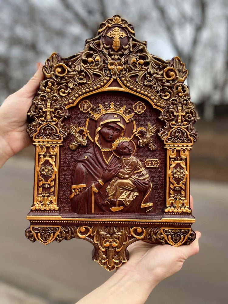 Our Lady of Perpetual Help Wooden Icon Baroque - Kozak Work Shop