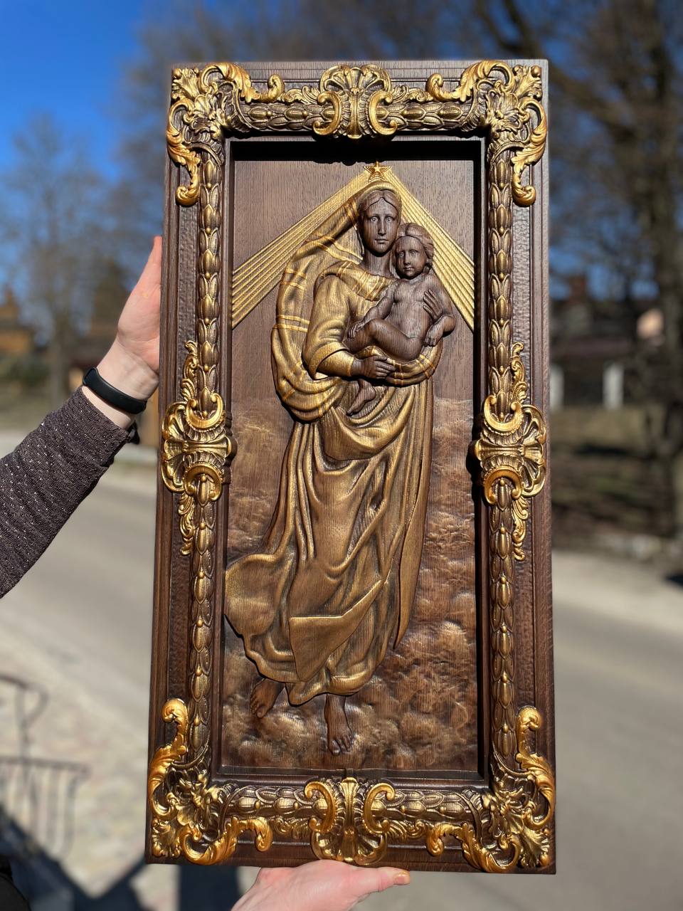 Sistine Madonna Wooden Sculpture - Kozak Work Shop